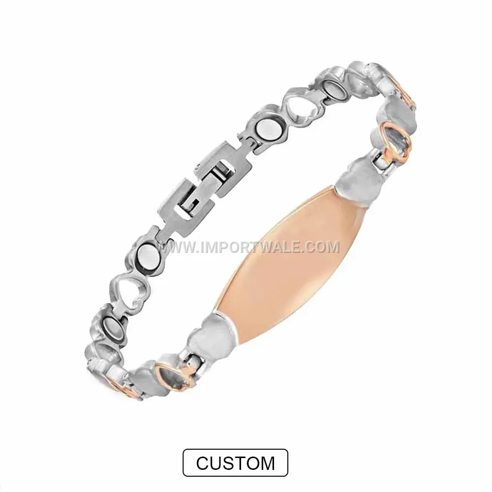Stainless Steel Heart Charm Magnetic Link Bracelet