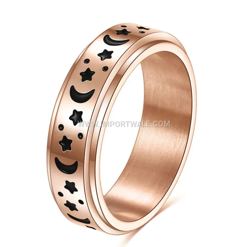 Rotating Celestial Stainless Steel Spinner Ring