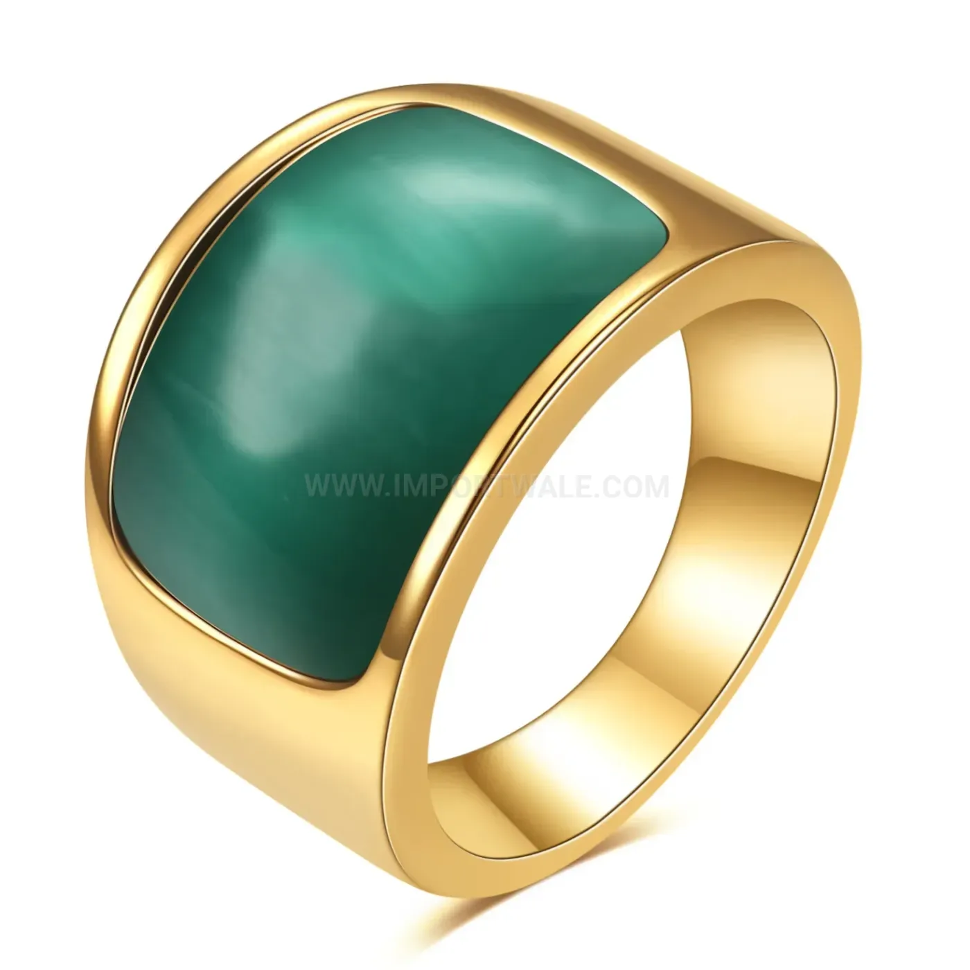 Fashion Bold Cat Eye Gemstone Stainless Steel Statement Ring