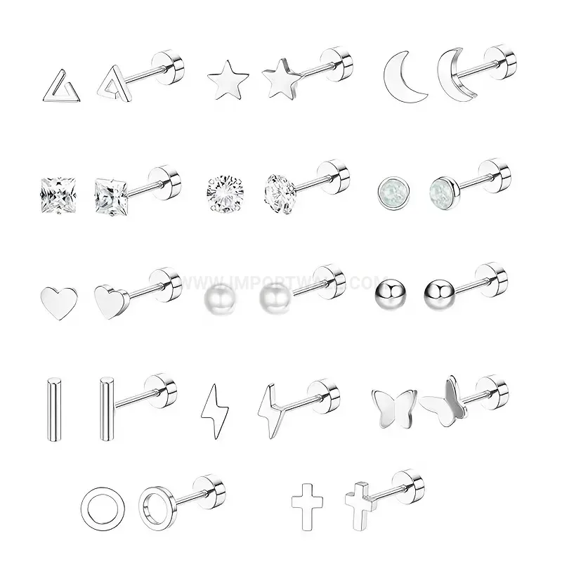 Classic Geometric Stainless Steel Modern Minimalist Body Piercing Studs