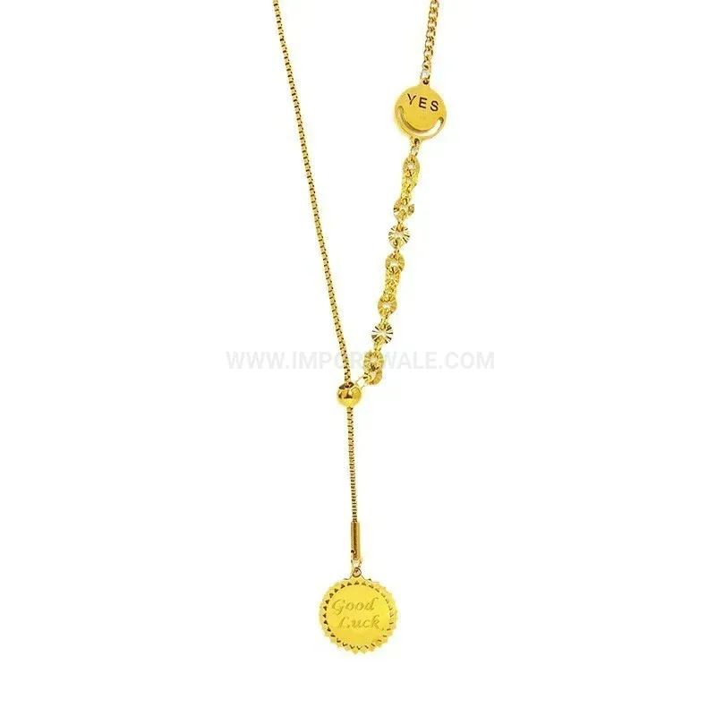 Smiling Sunflower Pendant Stainless Steel Ball Chain Necklace
