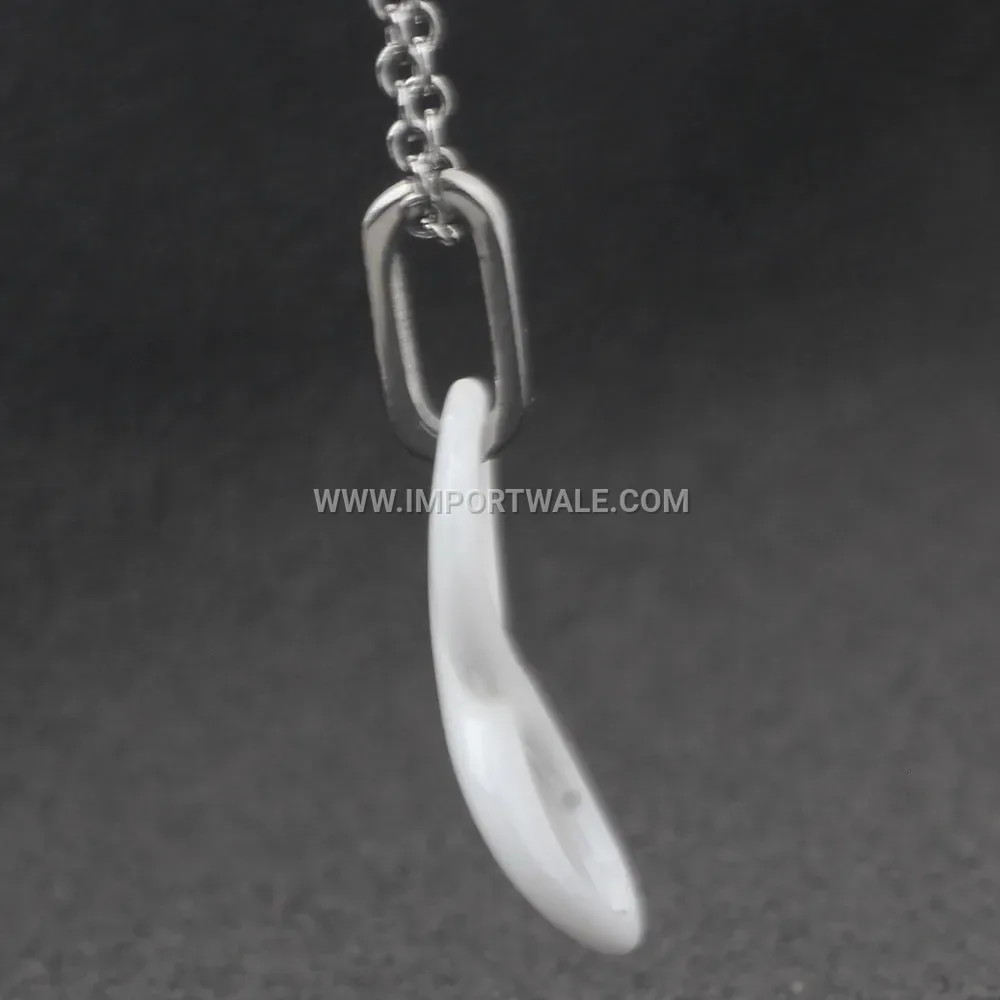 White Ceramic Figure Eight Layered Pendant Necklace