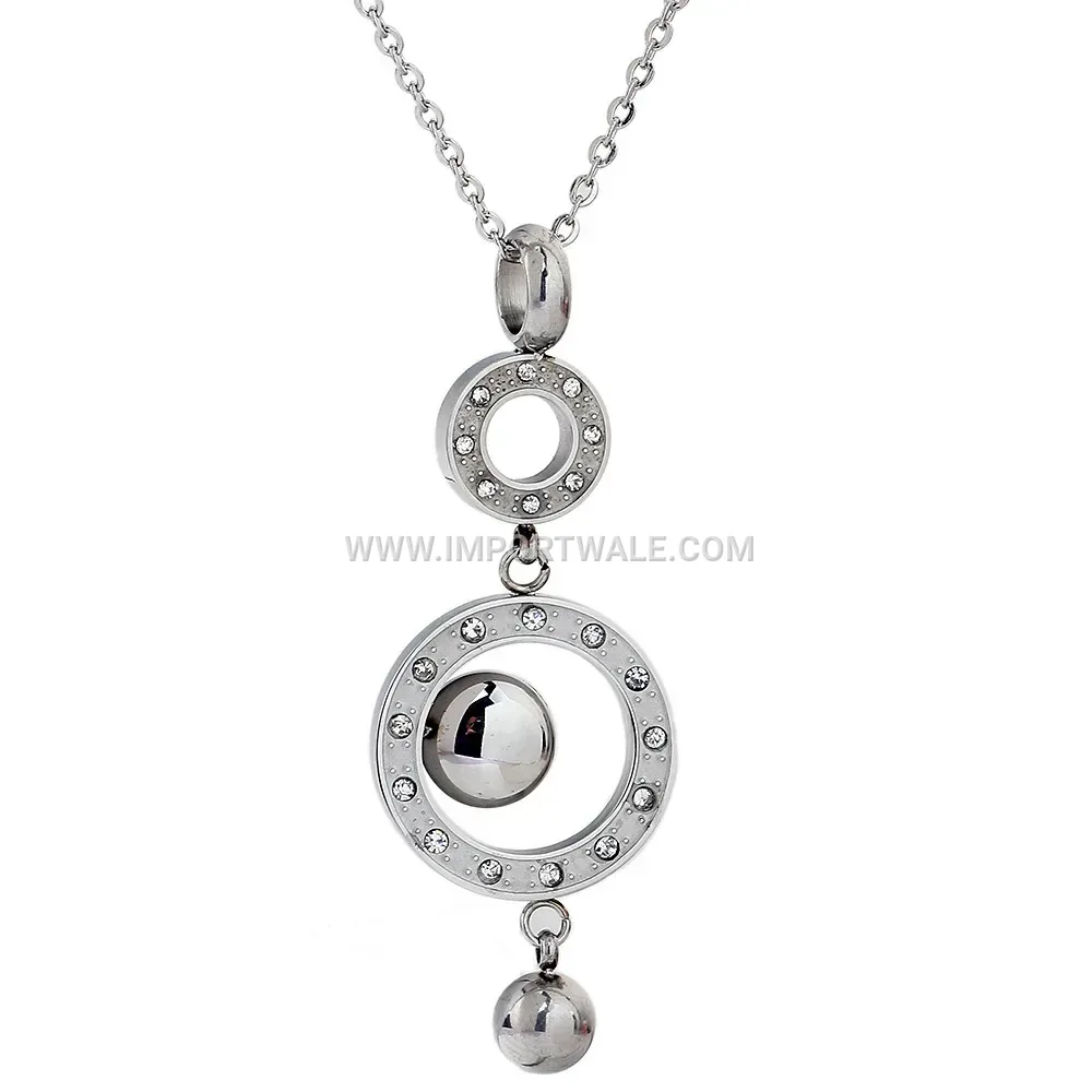 Hollow Long Bar Circular Stainless Steel Sweater Chain