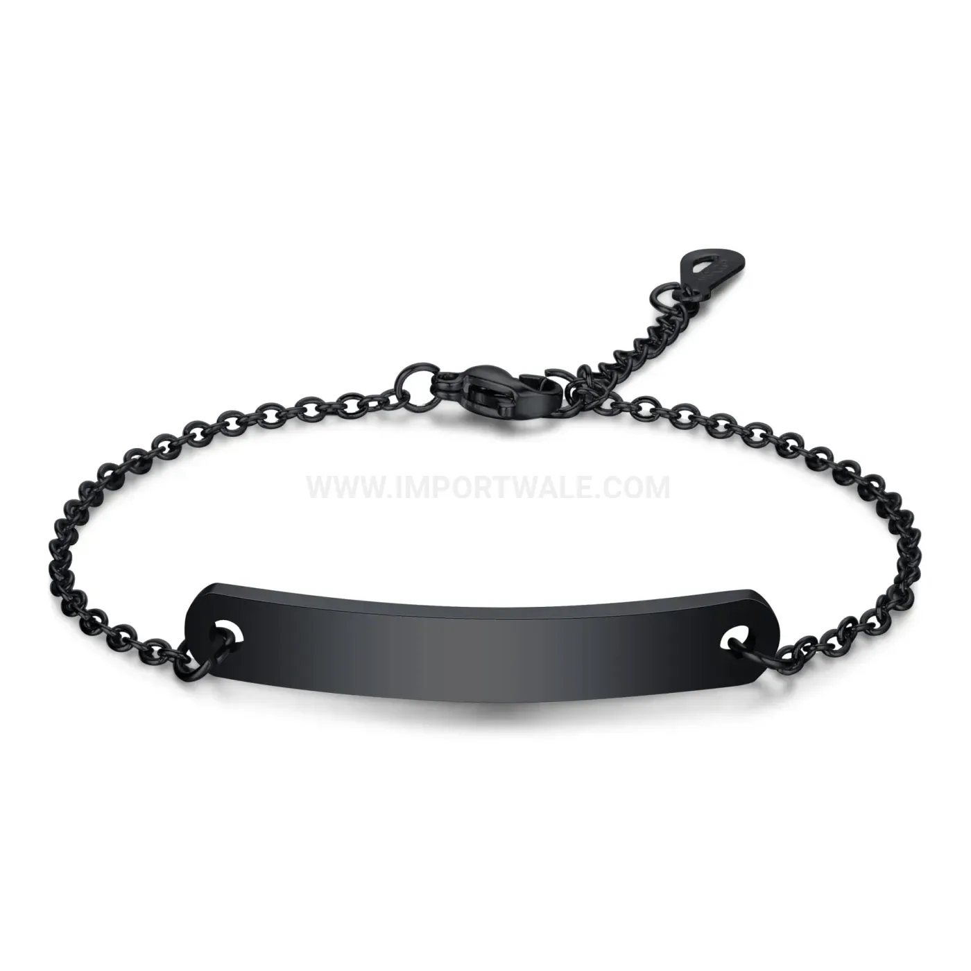 Fashion Minimalist Curved Plate Stainless Steel ID Bar Bracelet