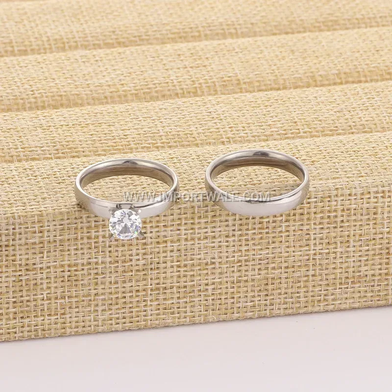 Zircon Studded Gold Plated Matching Couple Rings