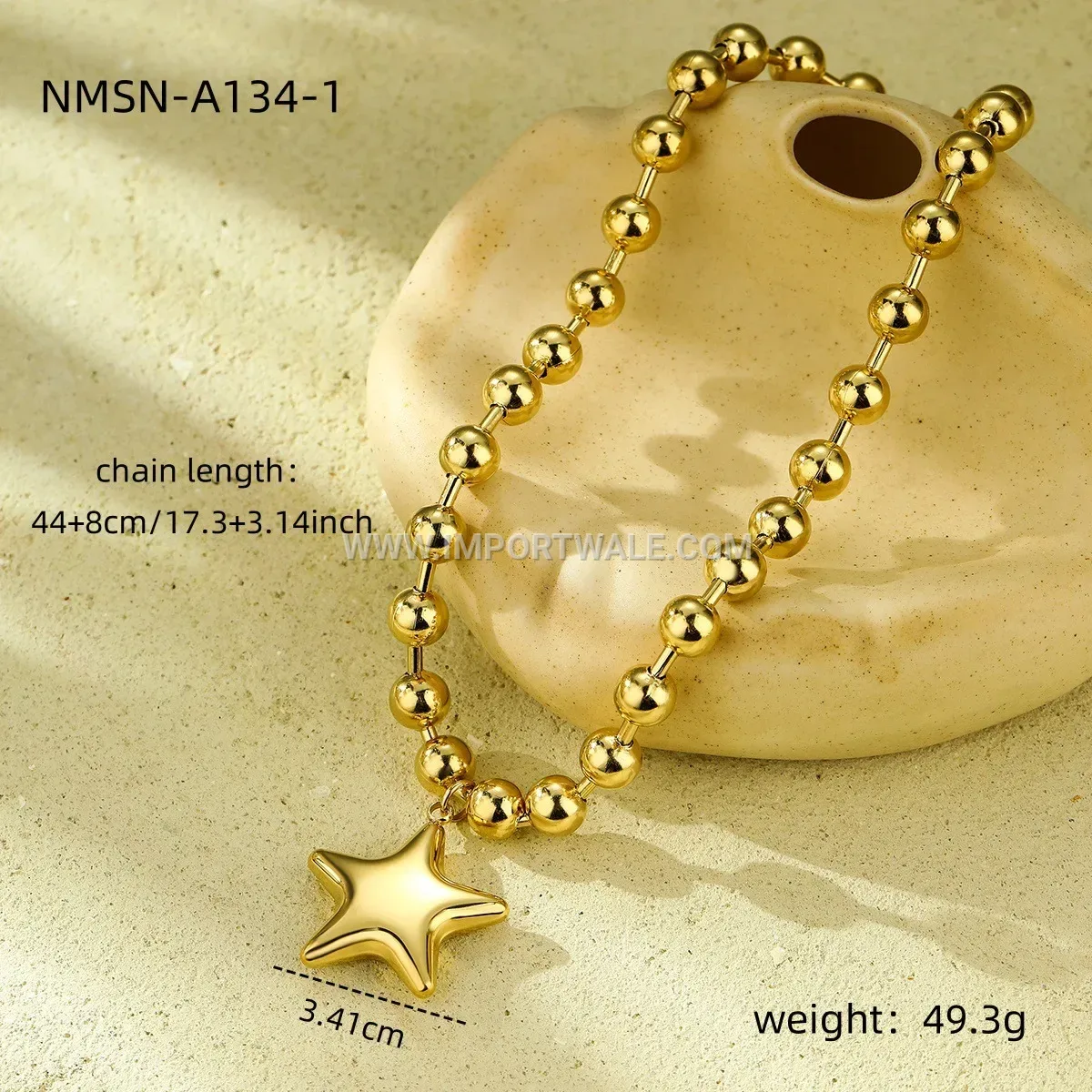 Stainless Steel Star and Heart Link Chain Necklace
