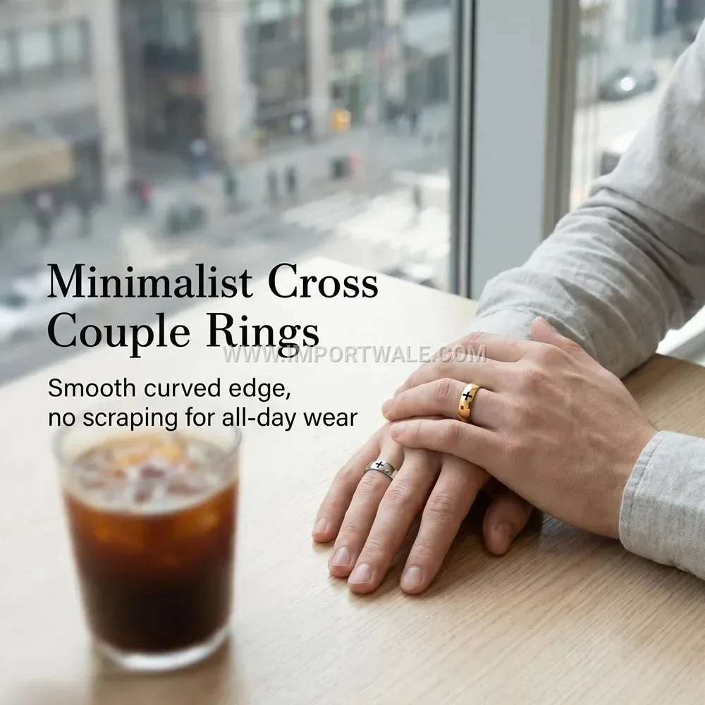 Arc Profile Cross Stainless Steel Band Ring