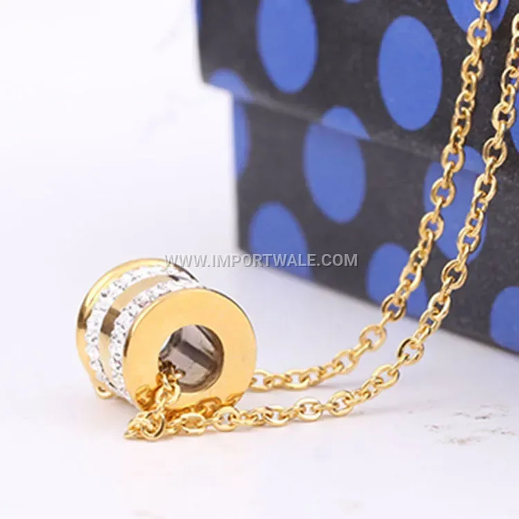 Double Row Rhinestone Teardrop Titanium Steel Collar Necklace