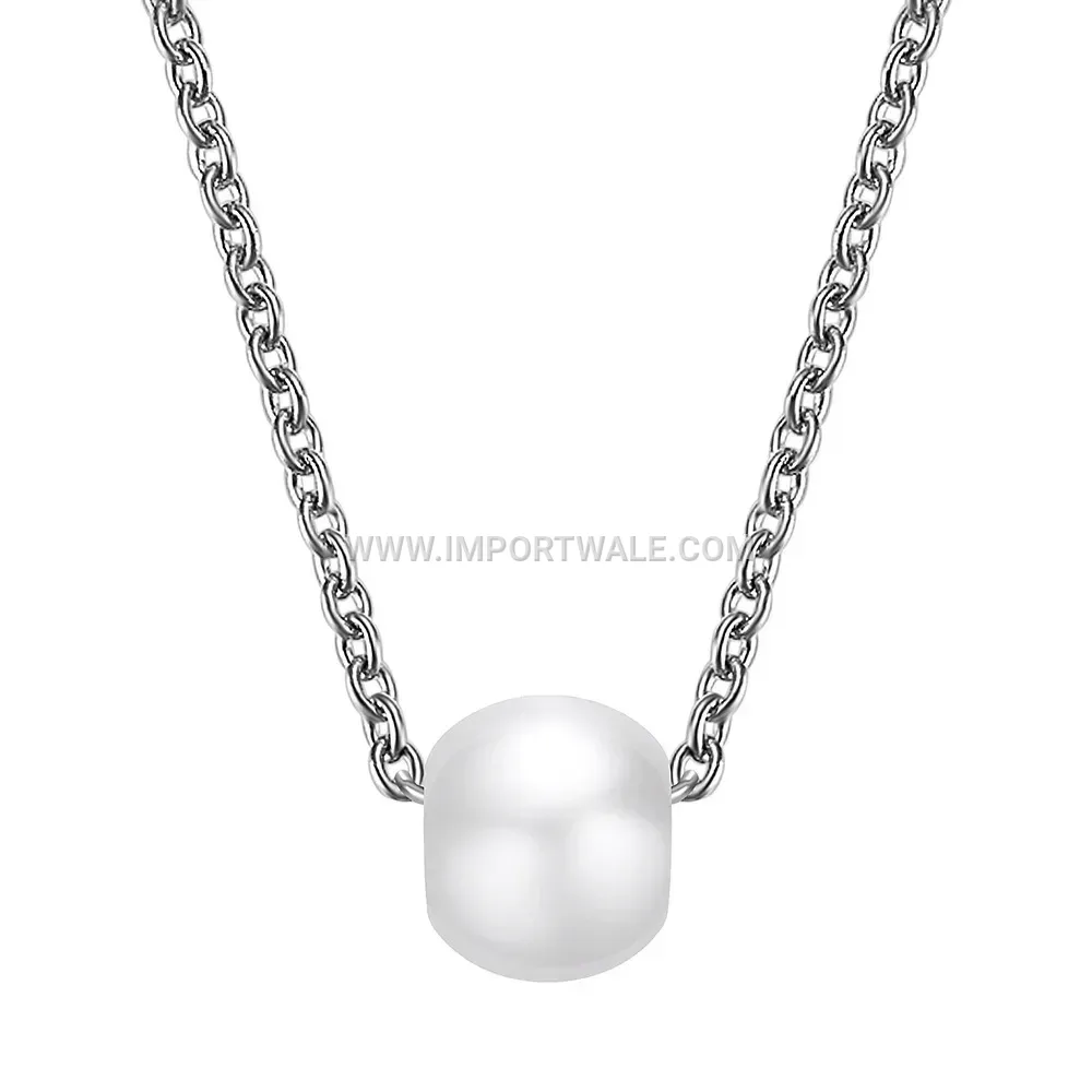 Minimalist Ceramic Sphere Pendant Stainless Steel Chain Necklace