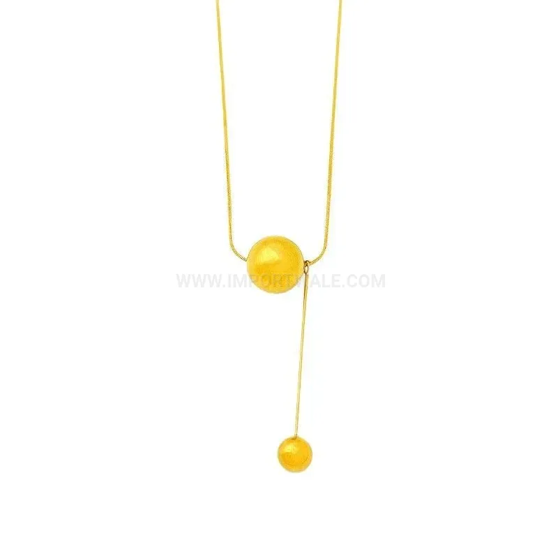 Trendy Minimalist Titanium Steel Metallic Sphere Pendant Necklace