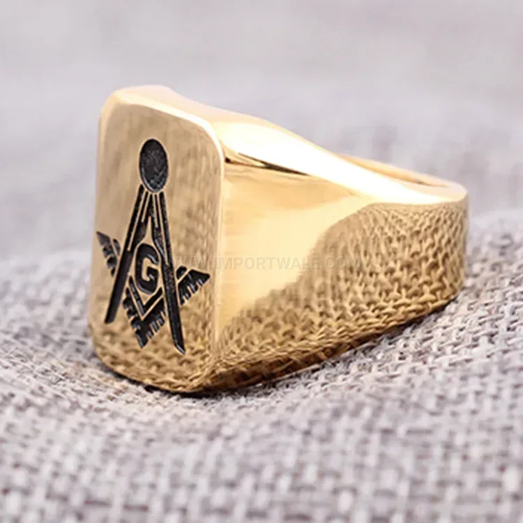 Modern Masonic Emblem Square Stainless Steel Signet Ring