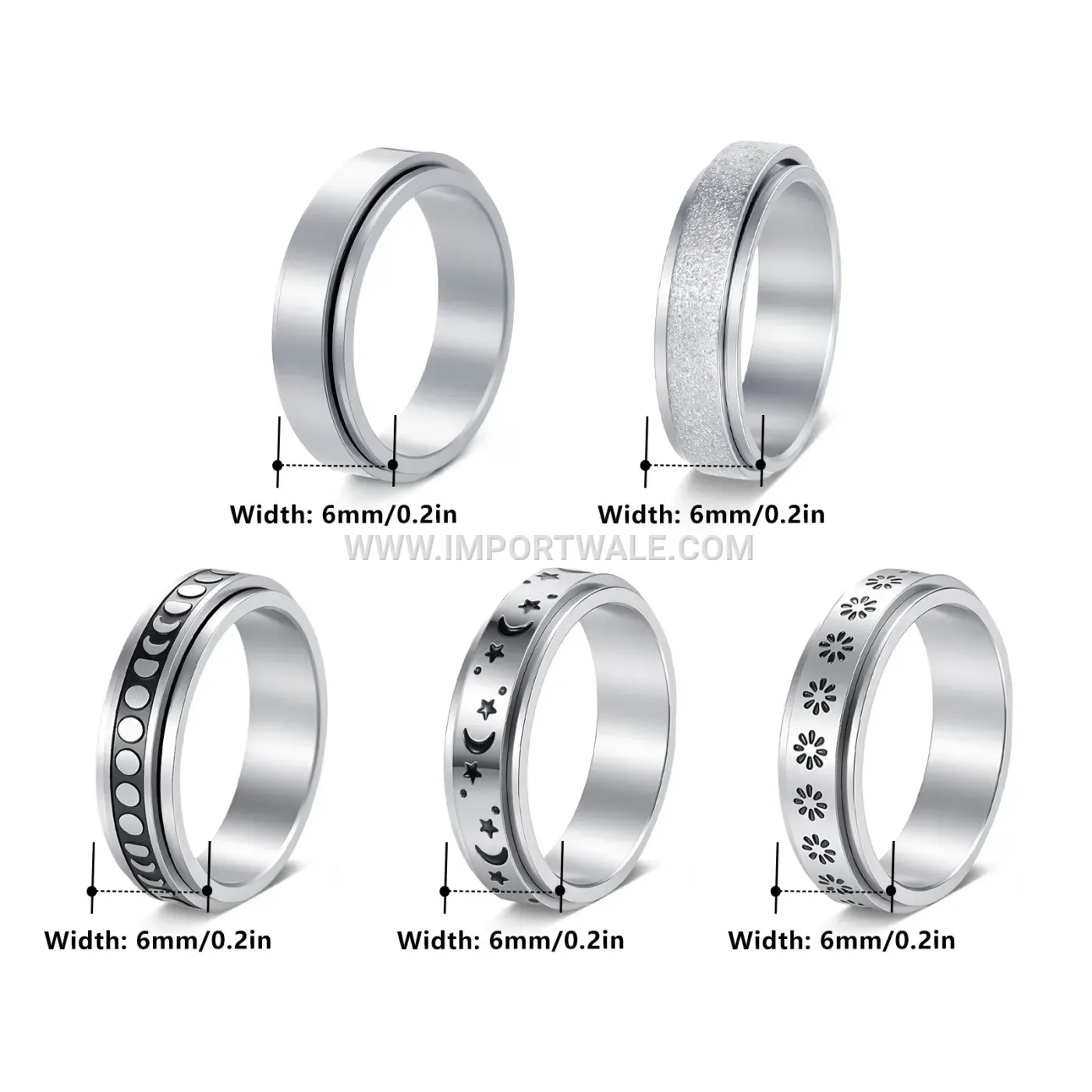 Rotating Stainless Steel Relieving Band Ring