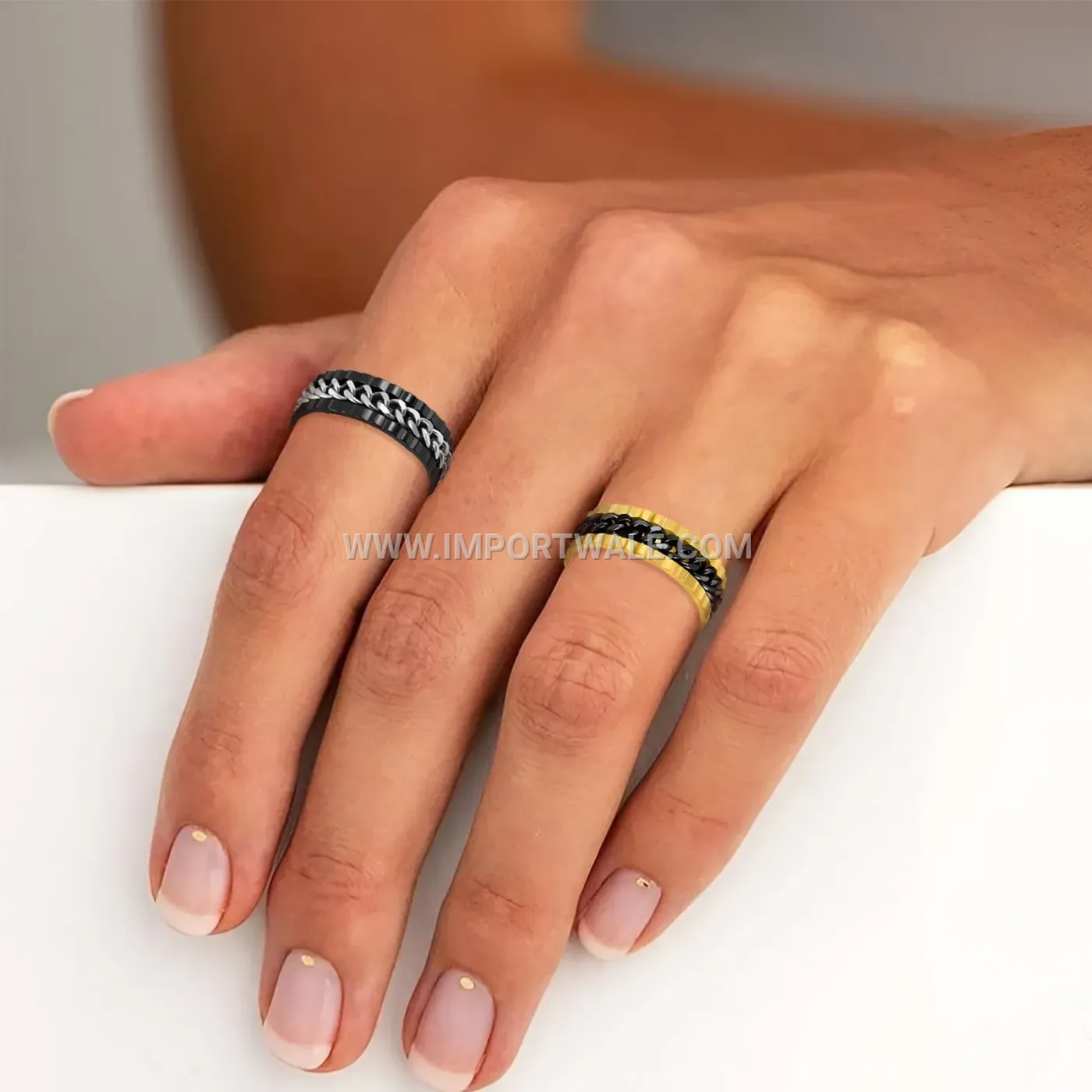 Rotatable Stainless Steel Chain Spinner Band Ring