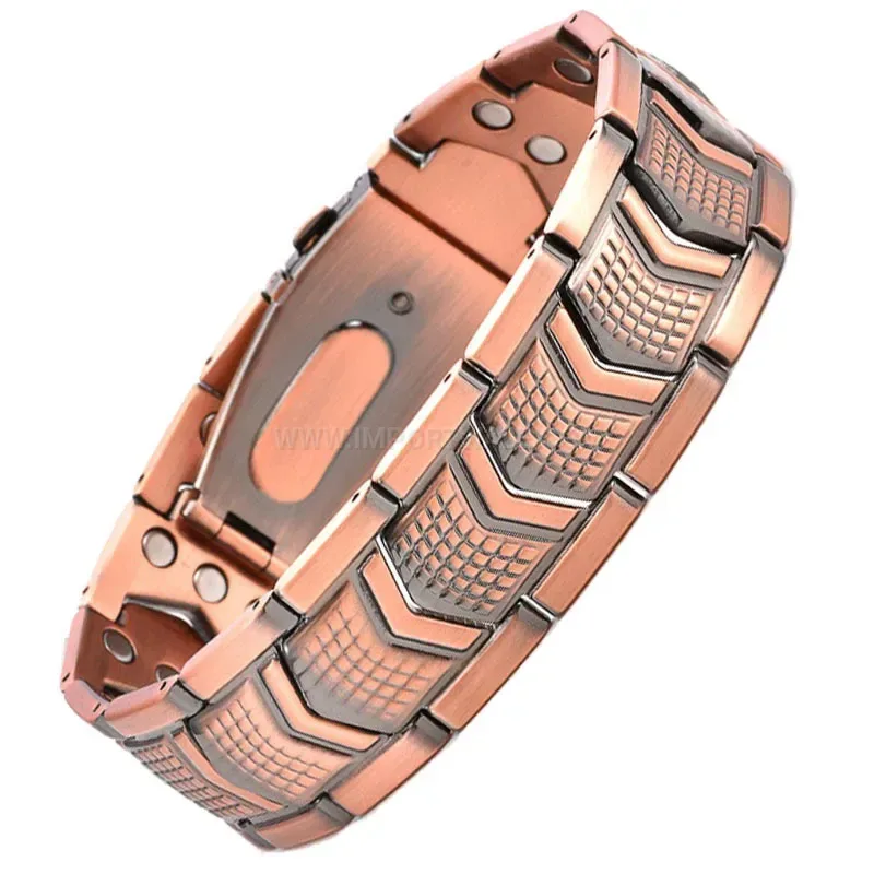 Stylish Vintage Red Copper Triple Row Bio Magnetic Energy Therapy Bracelet