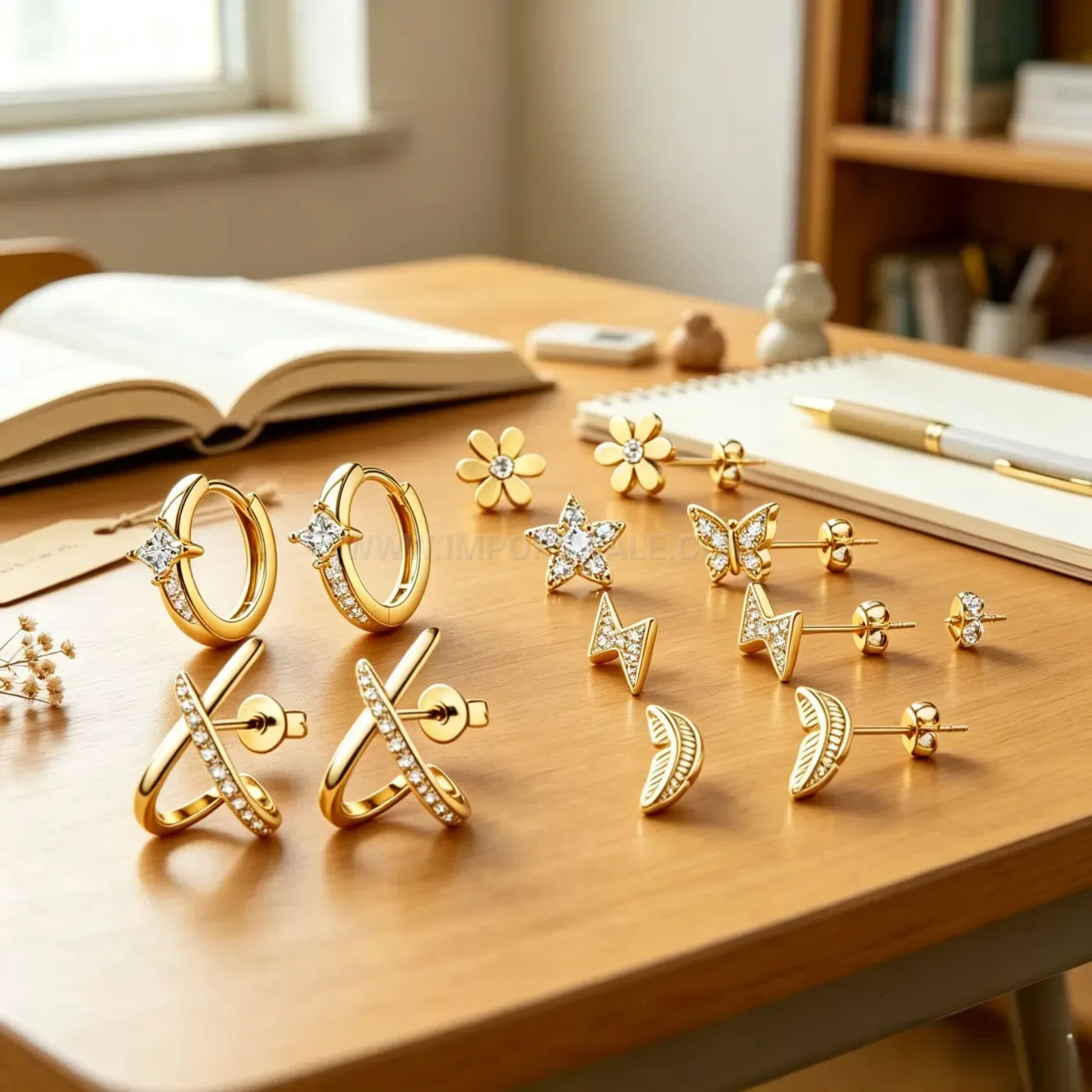 Bold Stainless Steel Geometric Piercing Stud Set