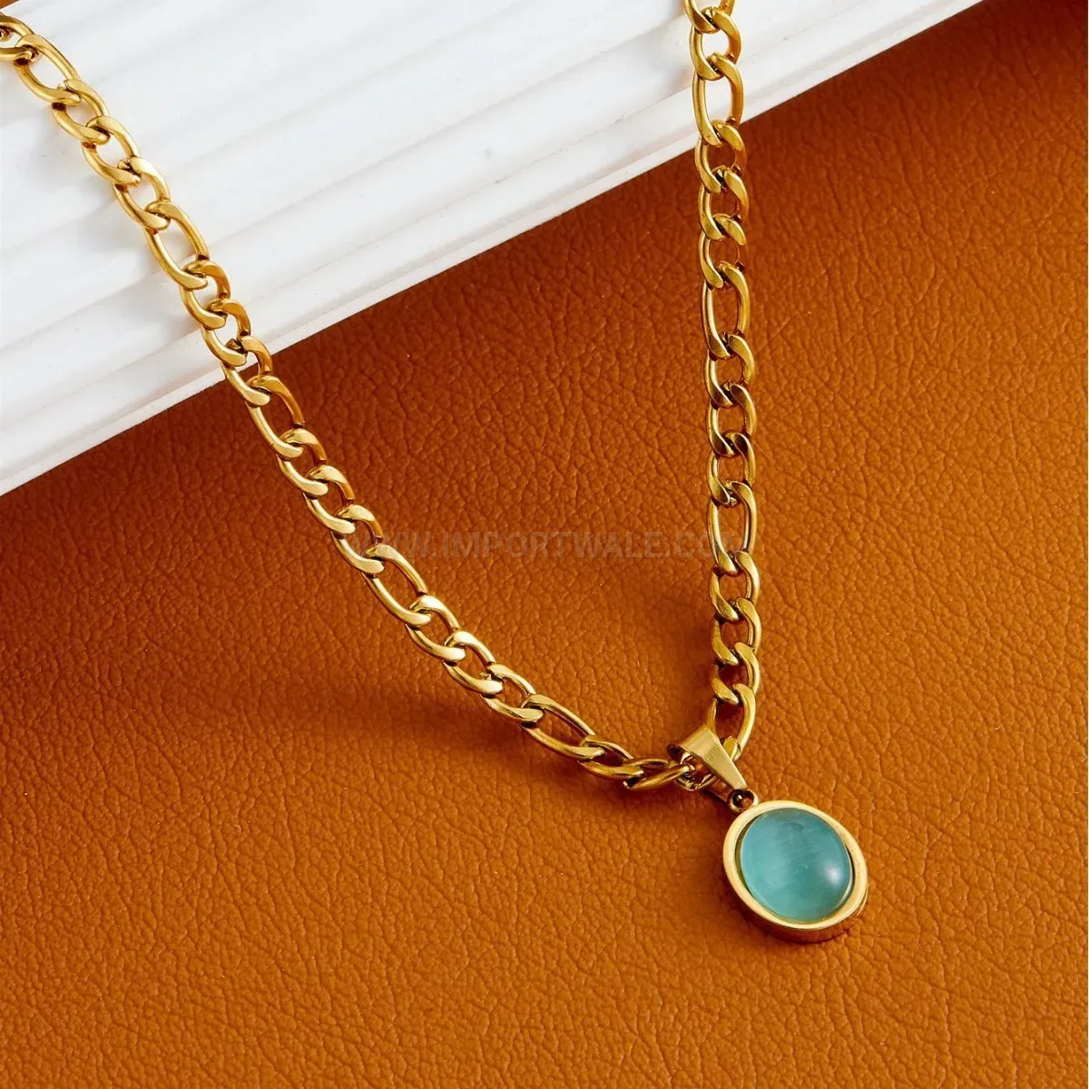Chic French Style Cat Eye Pendant Titanium Steel Clavicle Necklace