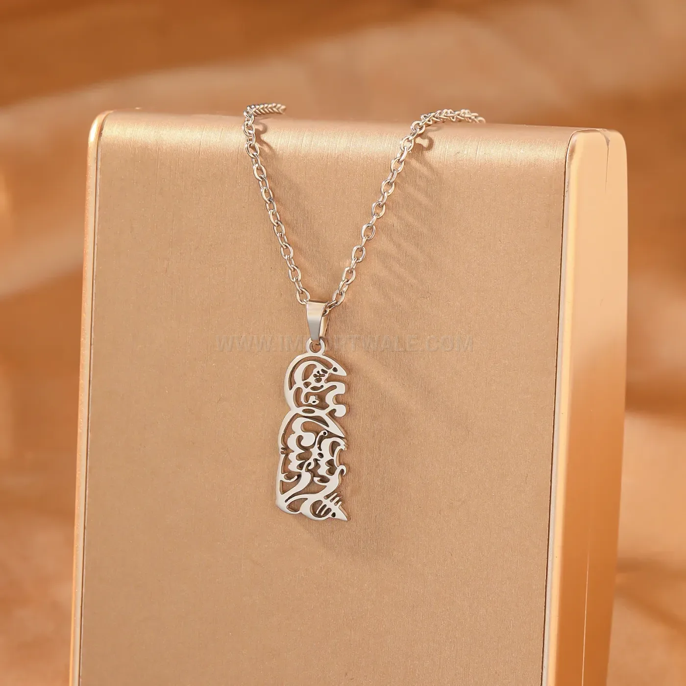 Custom Gold Plated Stainless Steel Arabic Calligraphy Name Pendant Necklace