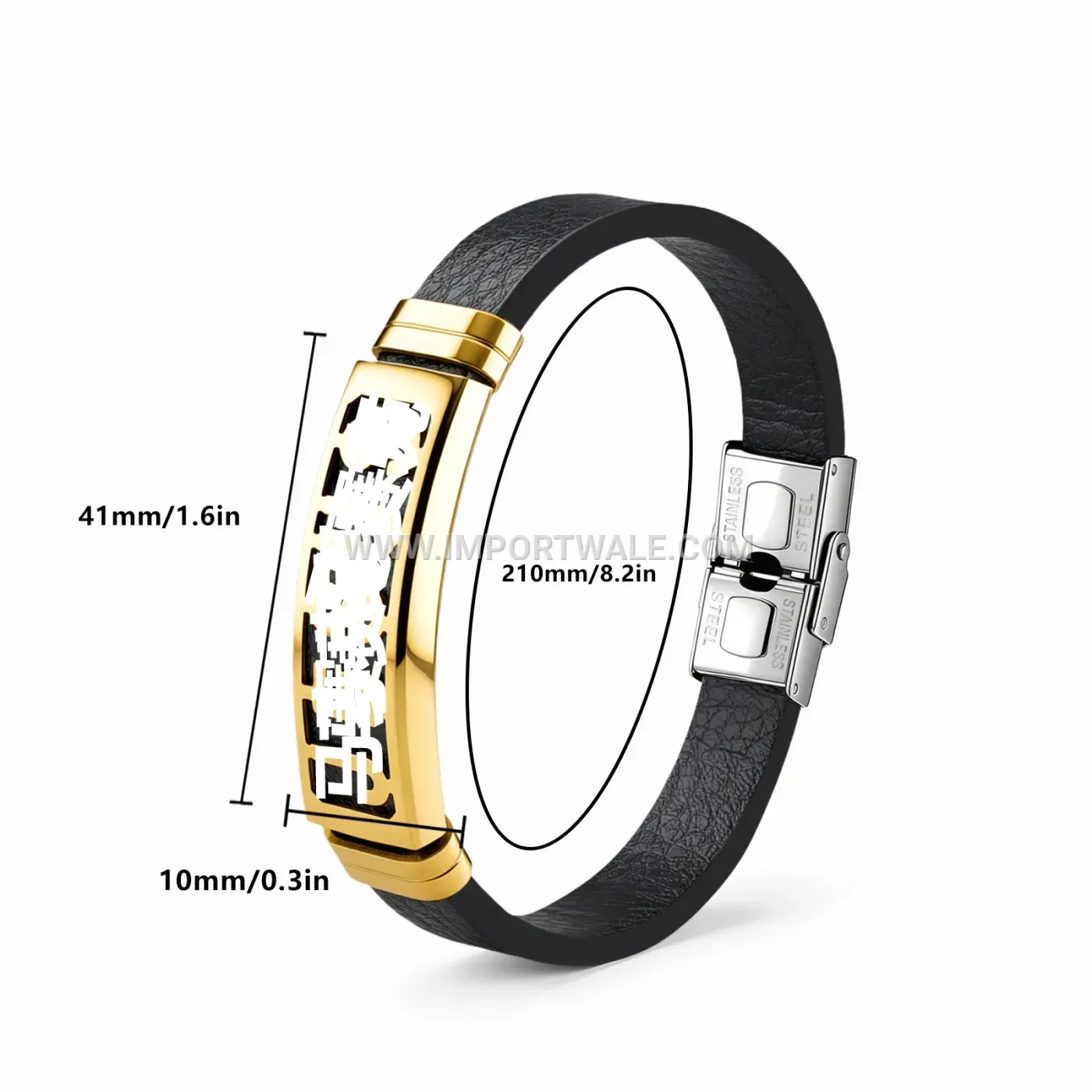 Cutout Lettering Adjustable Stainless Steel Cuff Bracelet