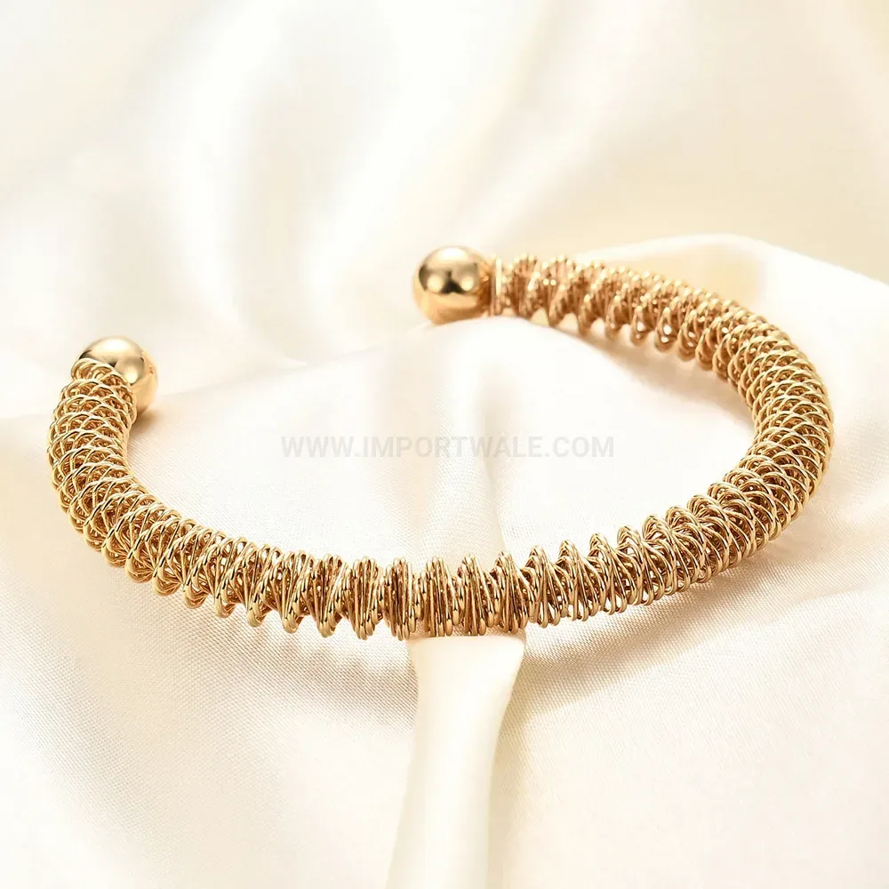 Fashion Vintage Style Open Spring Stainless Steel Bangle Bracelet