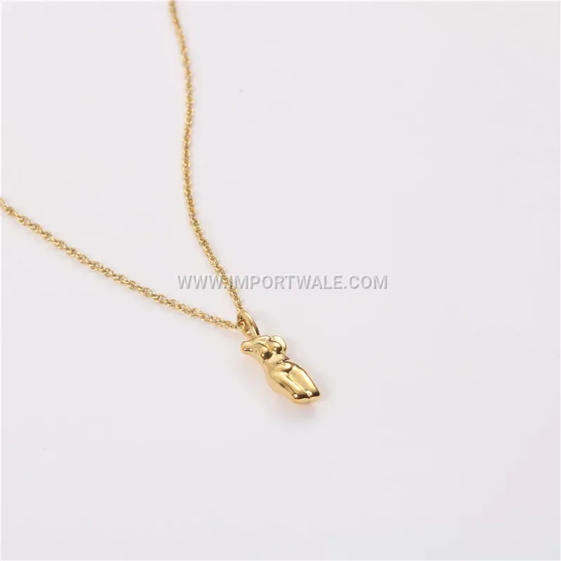 Abstract Body Silhouette Gold Plated Titanium Steel Necklace