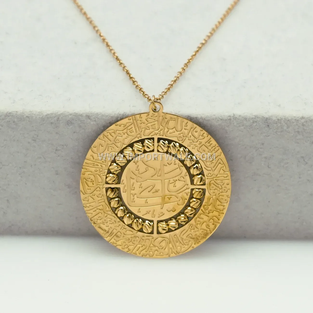 Stainless Steel Arabic Script Quran Calligraphy Pendant Necklace