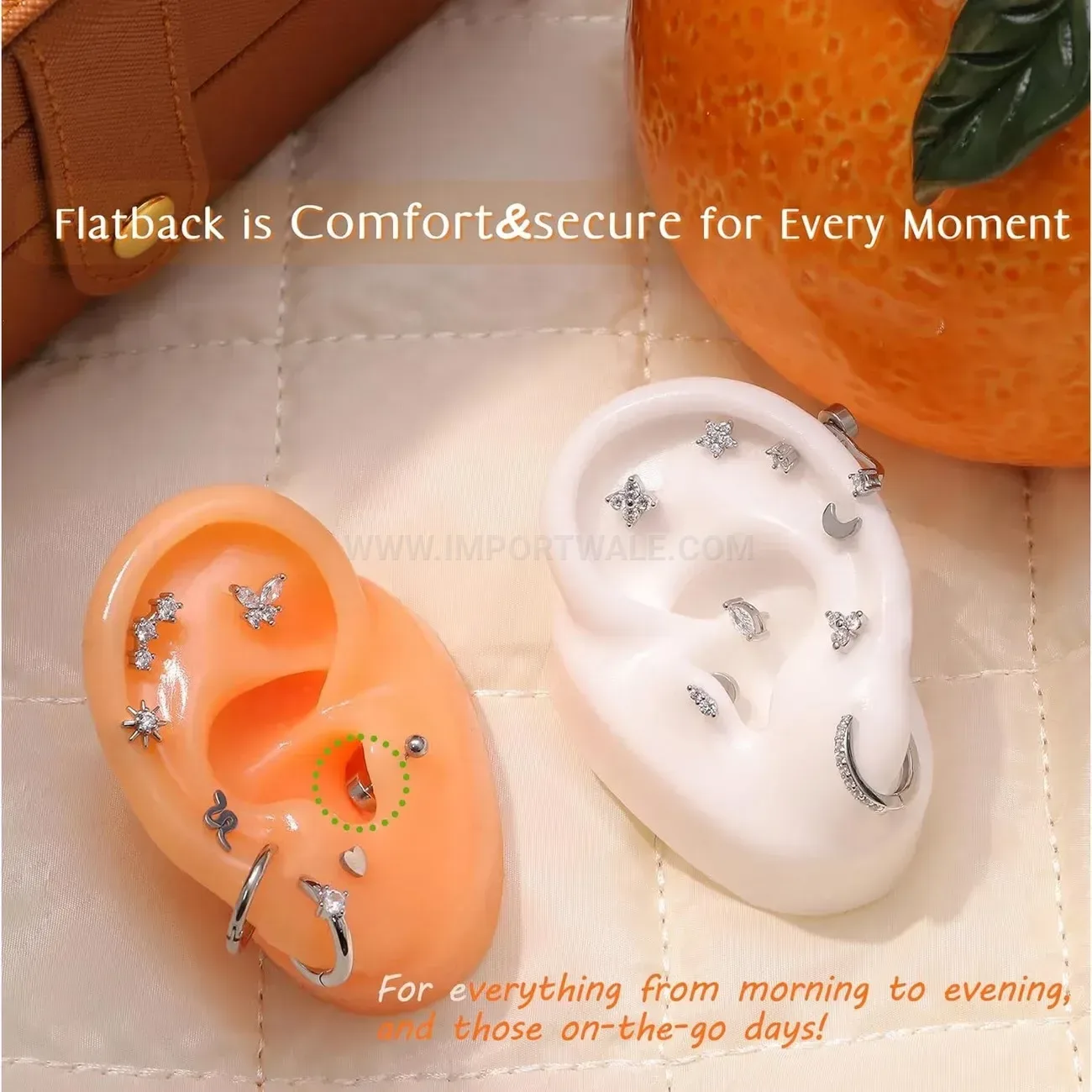 Stylish Stainless Steel Celestial Star Moon Rhinestone Cartilage Studs Set