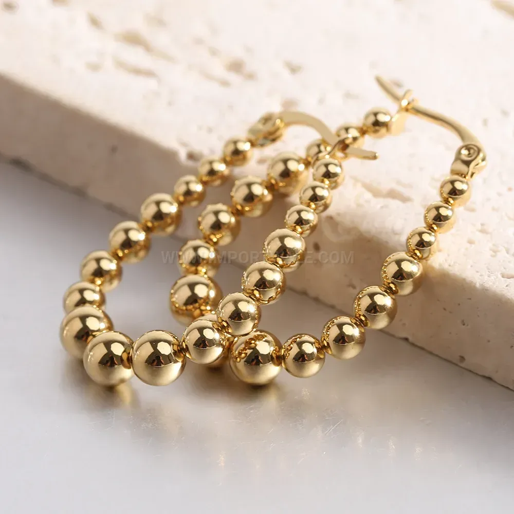 Premium U-Shaped Stainless Steel Bead Huggie Hoop Earrings