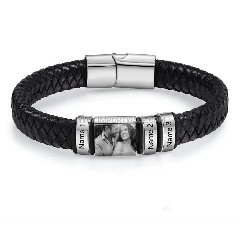 Business Style Braided Leather Magnetic Clasp Bracelet