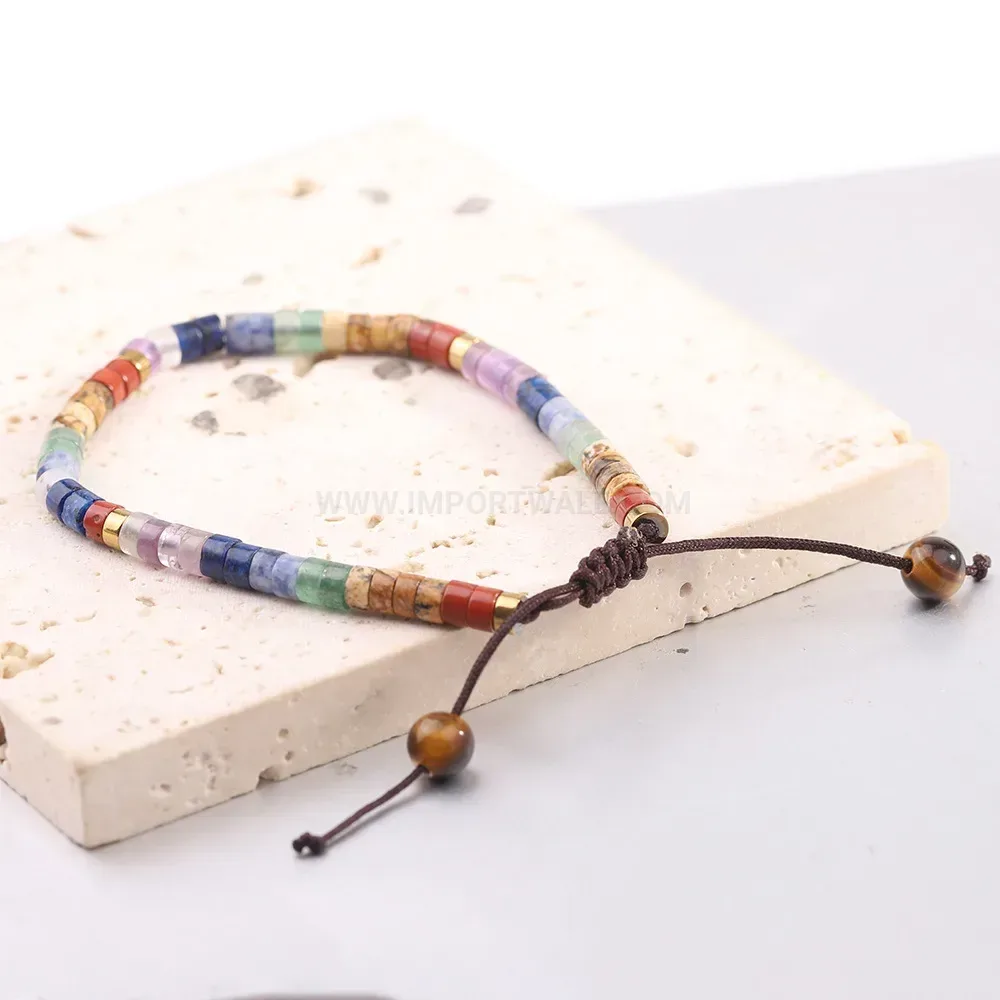 Minimalist Adjustable Natural Crystal Beaded Charm Bracelet