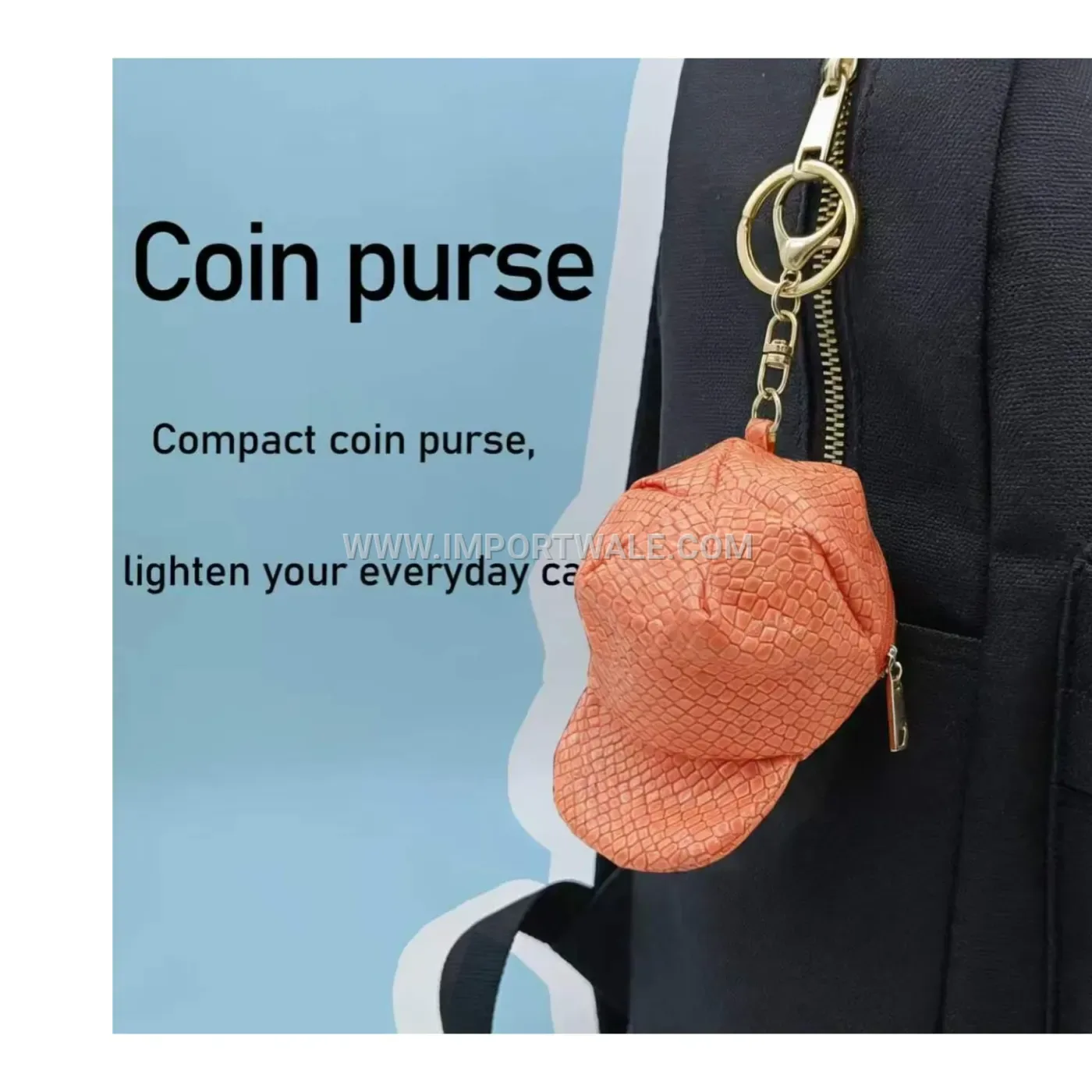 Crocodile Texture Faux Leather Mini Baseball Cap Charm