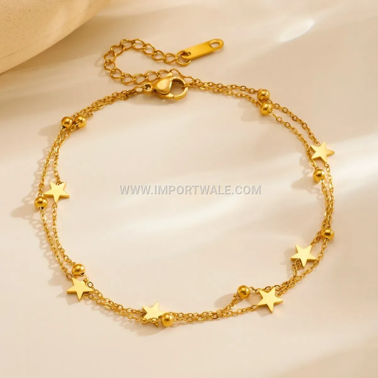 Double Layer Stainless Steel Star Charm Anklet