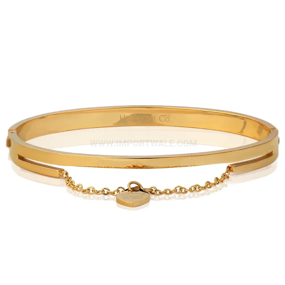 Premium Minimalist Heart Motif Stainless Steel Bangle Bracelet