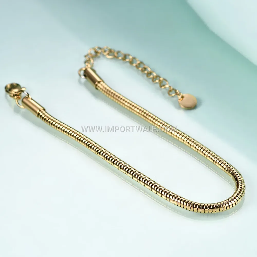 Minimalist 3mm Stainless Steel Round Snake Chain Bracelet