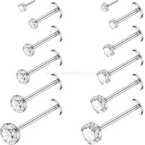 Designer Claw-Set Zircon Stainless Steel Push-In Piercing Earring