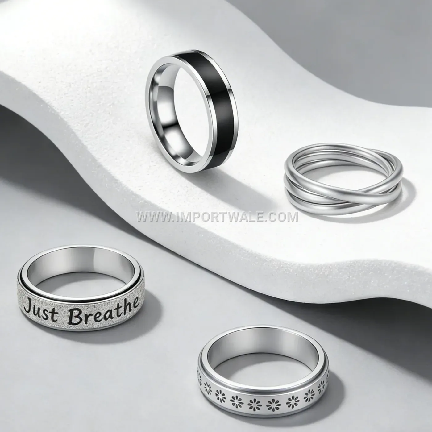 Rotating Celestial Star Motif Stainless Steel Ring
