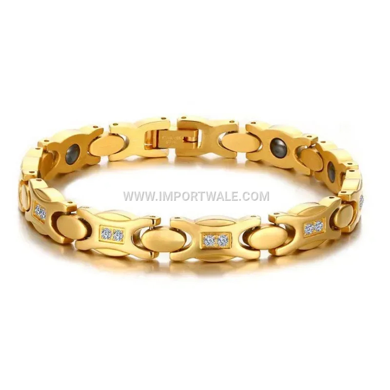 18K Gold Plated Crystal Geometric Titanium Steel Bracelet