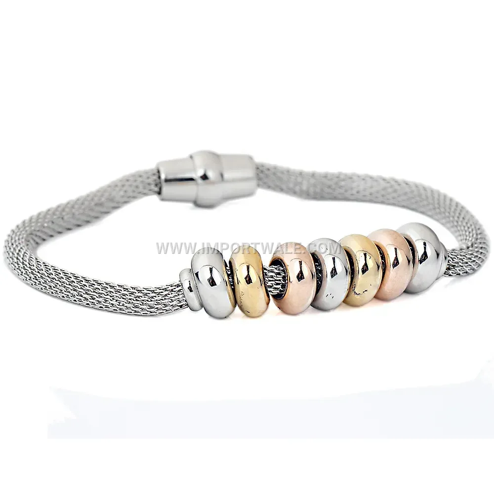Stainless Steel Cable Wire Bead Bangle Bracelet
