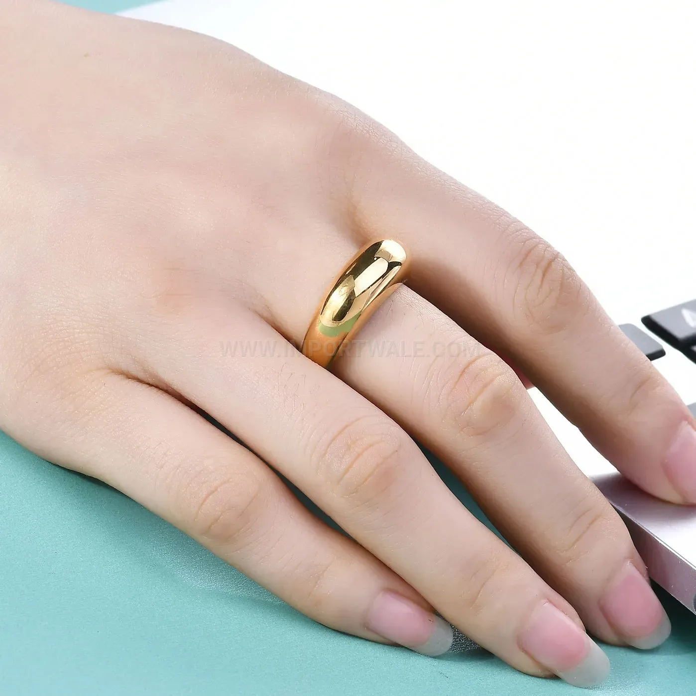 Designer Smooth Oval Plated Stainless Steel Ring
