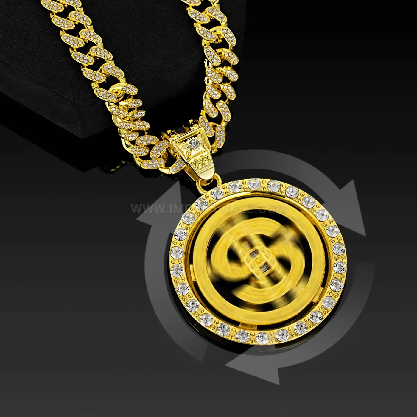 Rotating Dollar Sign Plaque Alloy Hip Hop Pendant