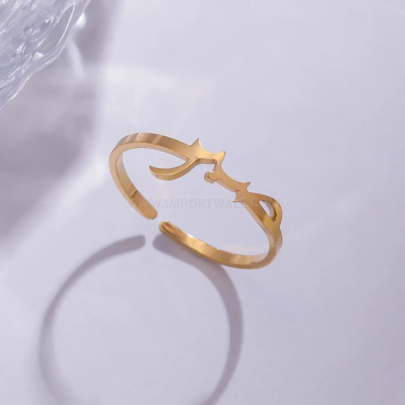 Premium Stainless Steel Arabic Calligraphy Palestine Motif Band Ring
