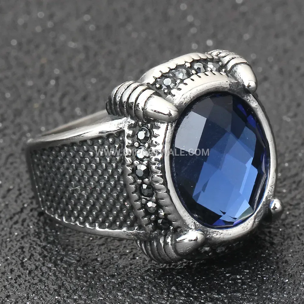 French Court Style Sapphire Stainless Steel Ring