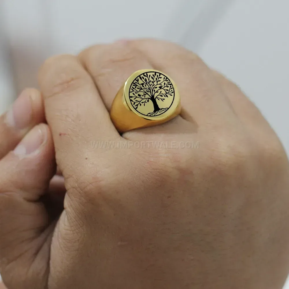 Elegant Tree of Life Stainless Steel Signet Ring