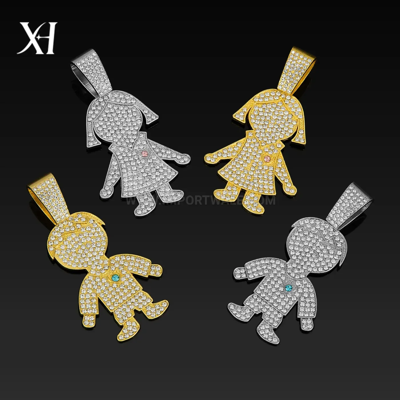 Bold Angel Heart Pendant Zinc Alloy Cuban Chain Necklace