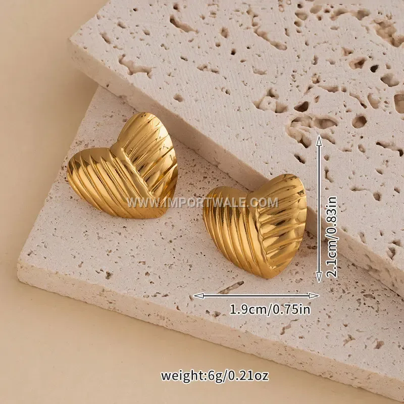 18K Gold Plated Stainless Steel Geometric Diamond Stud Earrings