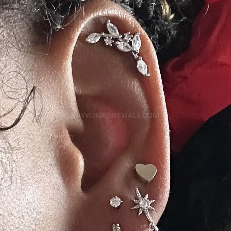 Elegant Stainless Steel Sparkling Zircon Tassel Belly Button Piercing Set