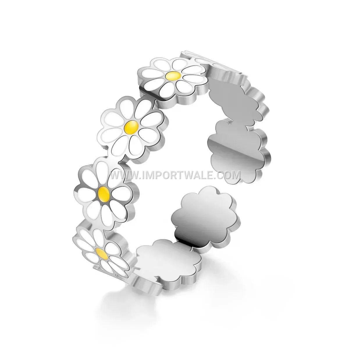 Open Floral Daisy Cutout Stainless Steel Ring