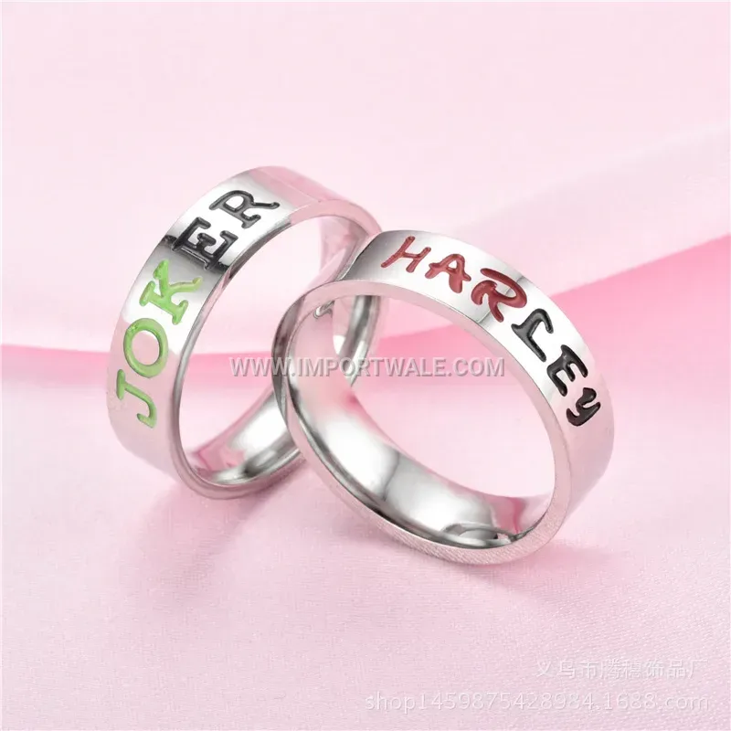 Engraved Stainless Steel Engraved Character Couple Ring