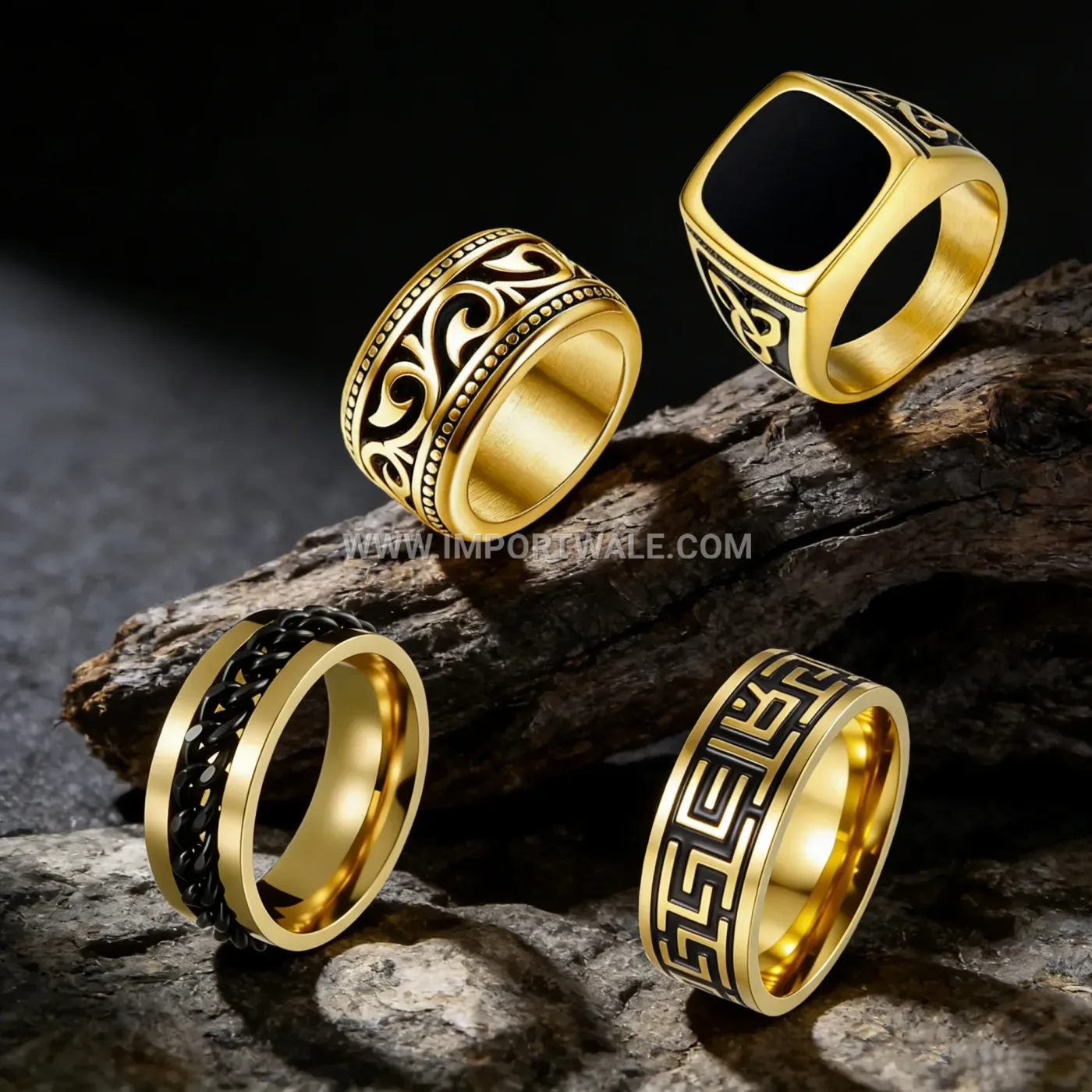 Vintage Punk Decompression Stainless Steel Ring Set