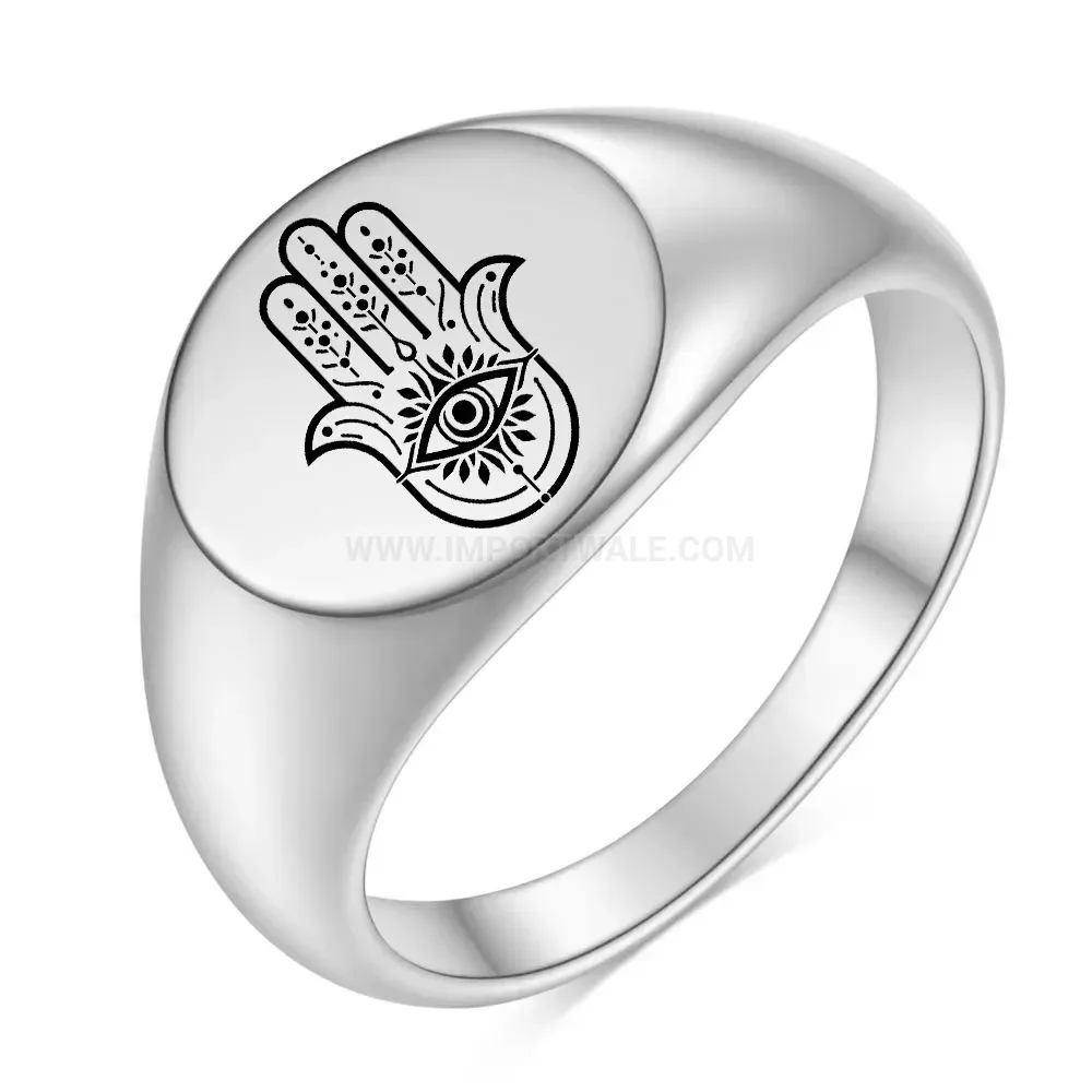Trendy Engraved Round Stainless Steel Eye of Providence Ring