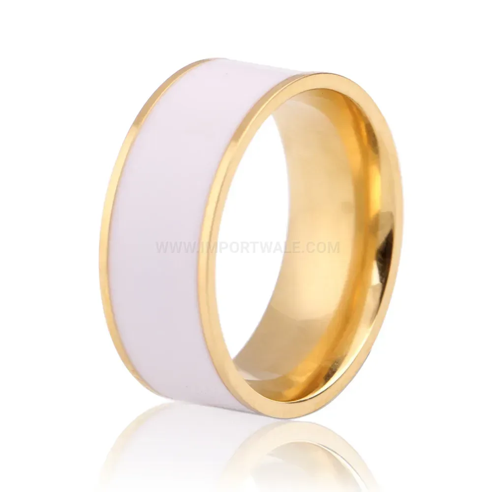 Premium White Epoxy Inlay 18K Gold Plated Stainless Steel Band